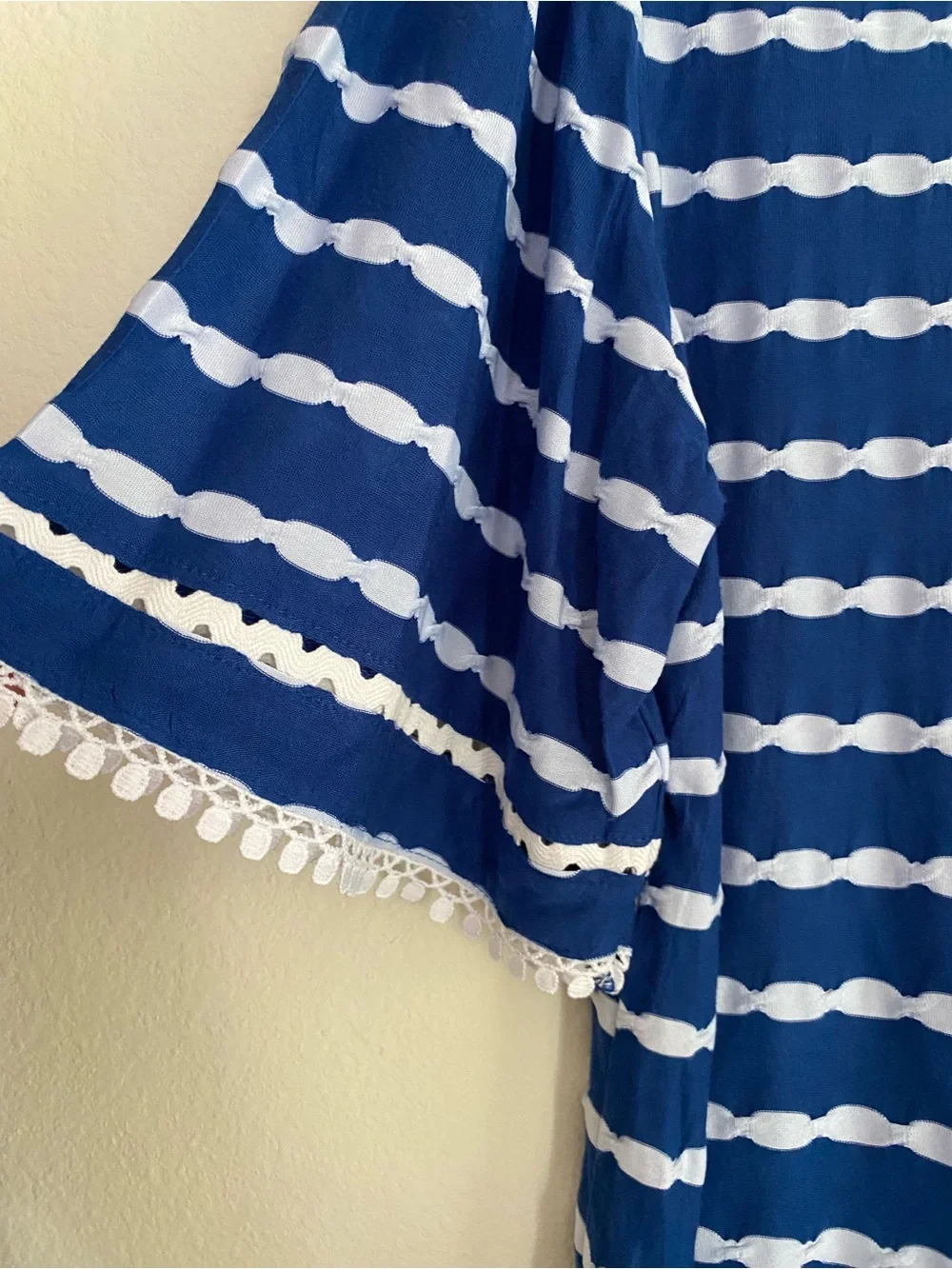 Ruby Rd. Navy & White Striped Tunic with Lace Trim